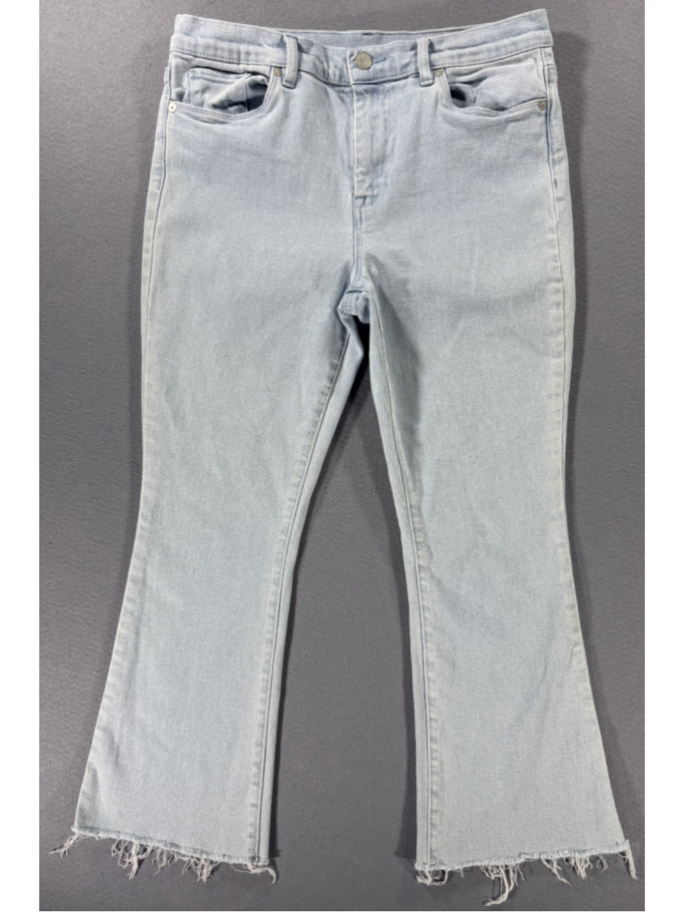 BLANKNYC The Varick Kick Flare Jeans Light Wash Frayed Hem High Rise Size 29